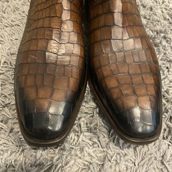 JO GHOST NWOB Croc Embossed Leather Side Zip Boots Size 46 $575.00